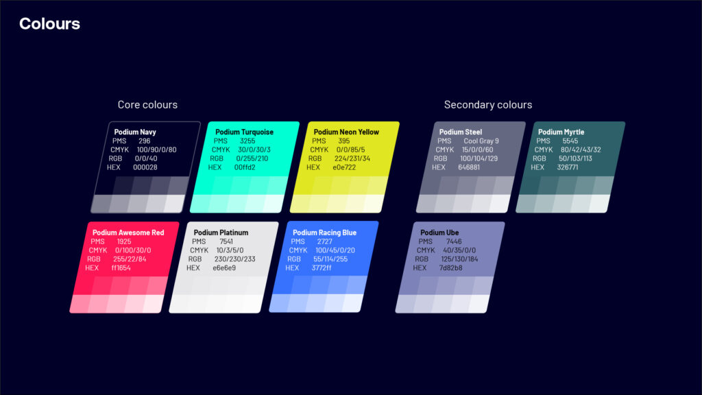 Podium brand colours 